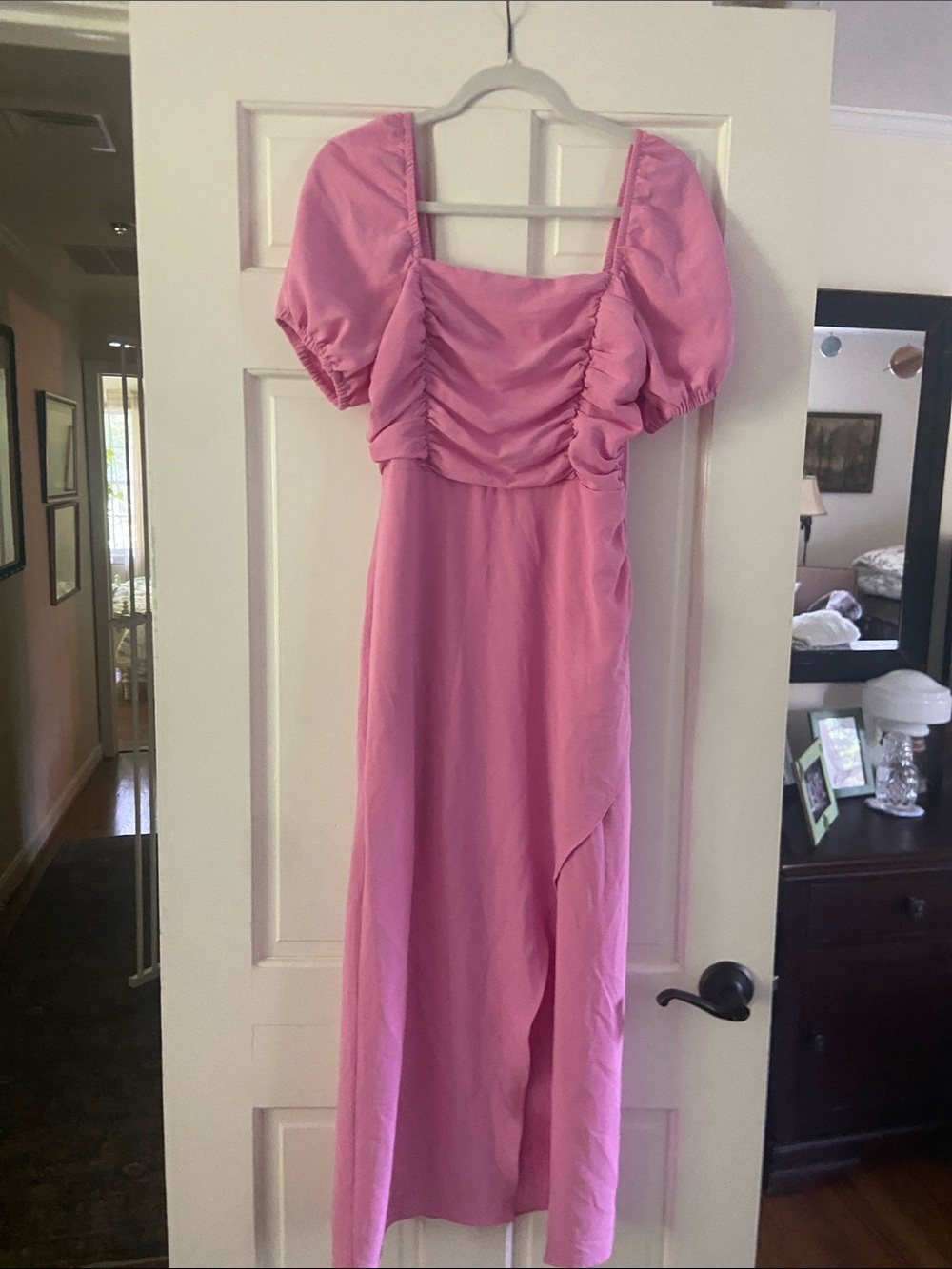 Pink maxi dress, By the River